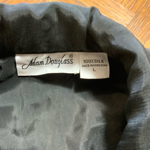 VINTAGE Adam Douglass 100% silk 80’s 90’s oversized embellished black jacket L - Picture 7 of 13
